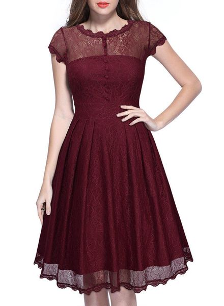 crew neck short sleeve solid color casual lace dress selling knee length fashion elegant a-line dress, Black;gray 
crew neck short sleeve solid color casual lace dress selling knee length fashion elegant a-line dress, Black;gray