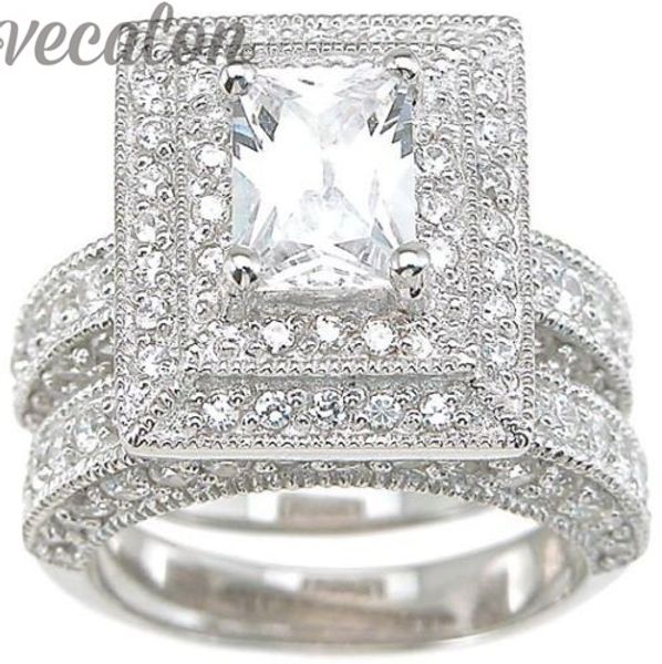 vecalon fashion engagement wedding band ring set for women 2ct simulated diamond cz 14kt white gold filled female finger ring, Slivery;golden
vecalon fashion engagement wedding band ring set for women 2ct simulated diamond cz 14kt white gold filled female finger ring, Slivery;golden