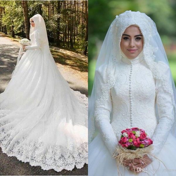 muslim wedding dresses 2016 latest full lace high neck long sleeves buttons applique chapel bridal gowns arabic islamic custom made en6026, White
muslim wedding dresses 2016 latest full lace high neck long sleeves buttons applique chapel bridal gowns arabic islamic custom made en6026, White