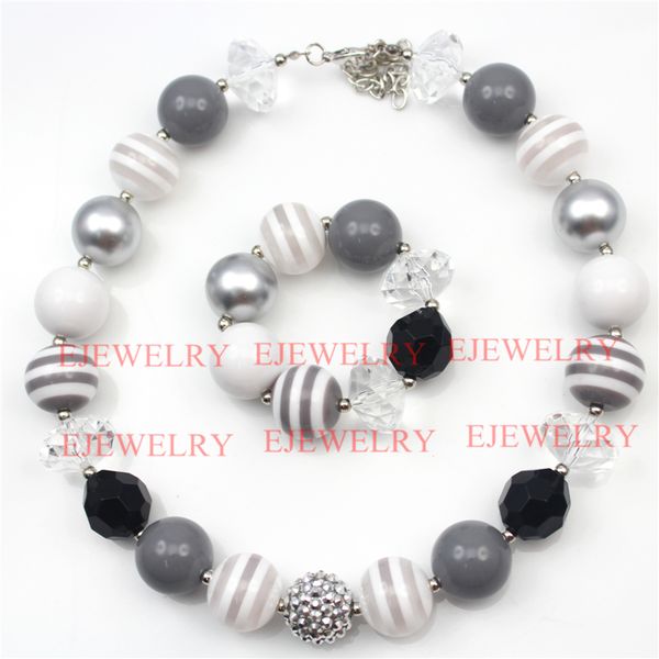 fashion jewelry white gray stripe acrylic beads silver rhinestone beads chunky girl bubblegum kids necklace&bracelet set for party gift
fashion jewelry white gray stripe acrylic beads silver rhinestone beads chunky girl bubblegum kids necklace&bracelet set for party gift