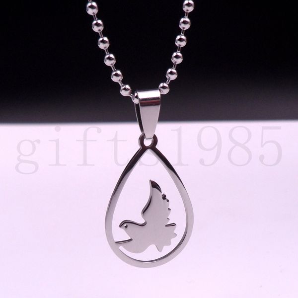 teardrop-shaped small stainless steel peace dove pendant&24inch ball chain necklace, Silver
teardrop-shaped small stainless steel peace dove pendant&24inch ball chain necklace, Silver