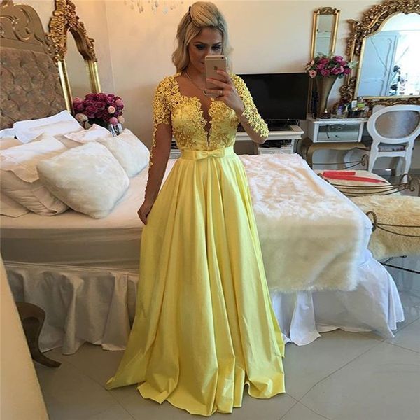 sheer long sleeve prom dresses 2019 long yellow modest prom dresses with pearls taffeta backless evening dress, Black
sheer long sleeve prom dresses 2019 long yellow modest prom dresses with pearls taffeta backless evening dress, Black