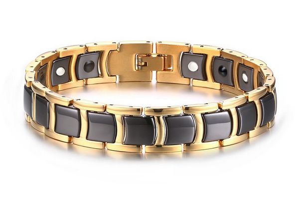 black ceramic bio magnetic germanium bracelets mens health fashion energy accessory men hand chain link gold color stainless jewelry b847s
black ceramic bio magnetic germanium bracelets mens health fashion energy accessory men hand chain link gold color stainless jewelry b847s