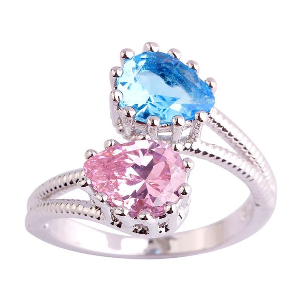 handmade wholesale women party 18k gold plated silver ring size 6 7 8 9 10 11 blue z gems jewelry, Golden;silver