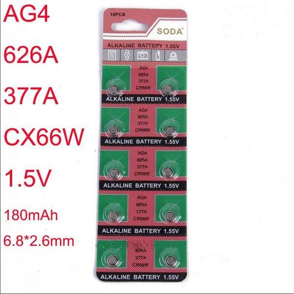 watch battery 377 SR626SW AG4 LR626 6.8 * 2.6 mm 20MAH 1.55V Alkaline watch Accessories Wholesale Electronic battery button cell battery
watch battery 377 SR626SW AG4 LR626 6.8 * 2.6 mm 20MAH 1.55V Alkaline watch Accessories Wholesale Electronic battery button cell battery