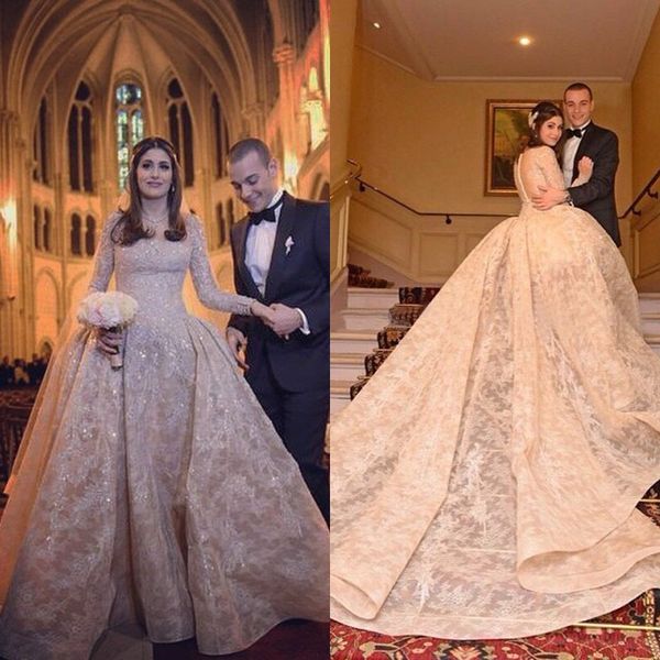 2019 stunning luxury champagne lace long sleeve wedding dress with detachable long train modest bride gown vestido de noiva, White
2019 stunning luxury champagne lace long sleeve wedding dress with detachable long train modest bride gown vestido de noiva, White