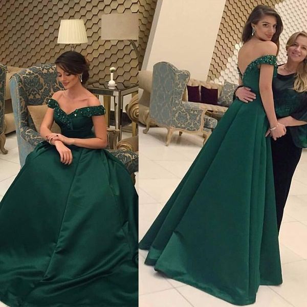 formal long hunter green prom dresses beaded off the shoulder satin a line evening celebrity gowns custom made vestidos festa party dress, Black
formal long hunter green prom dresses beaded off the shoulder satin a line evening celebrity gowns custom made vestidos festa party dress, Black