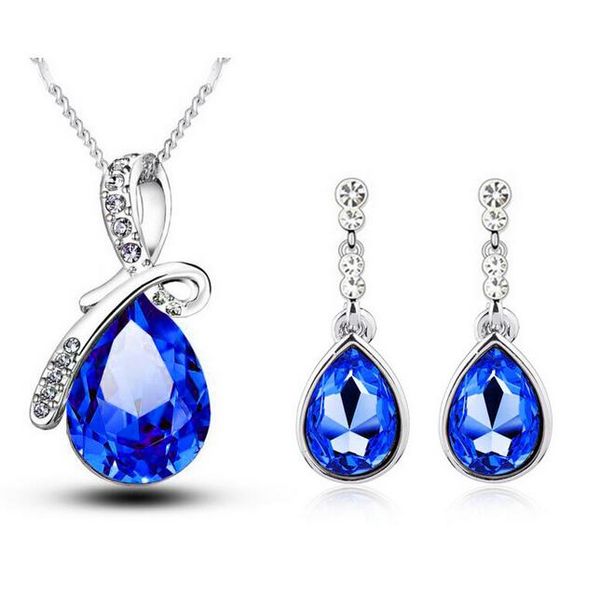 18k white gold plated waterdrop crystal necklace earrings jewelry sets for women wedding jewelry sets bridal accessories wholesale, Silver
18k white gold plated waterdrop crystal necklace earrings jewelry sets for women wedding jewelry sets bridal accessories wholesale, Silver