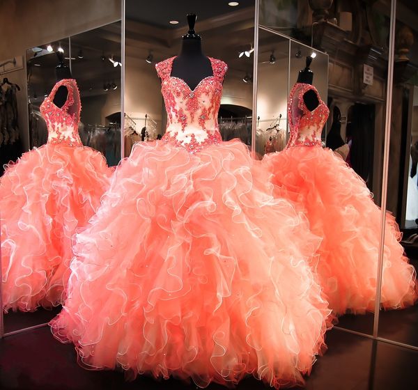 2020 new coral quinceanera dresses sweetheart vintage cap sleeve beaded applique organza ruffles long prom sweet 16 ball gowns, Blue;red
2020 new coral quinceanera dresses sweetheart vintage cap sleeve beaded applique organza ruffles long prom sweet 16 ball gowns, Blue;red