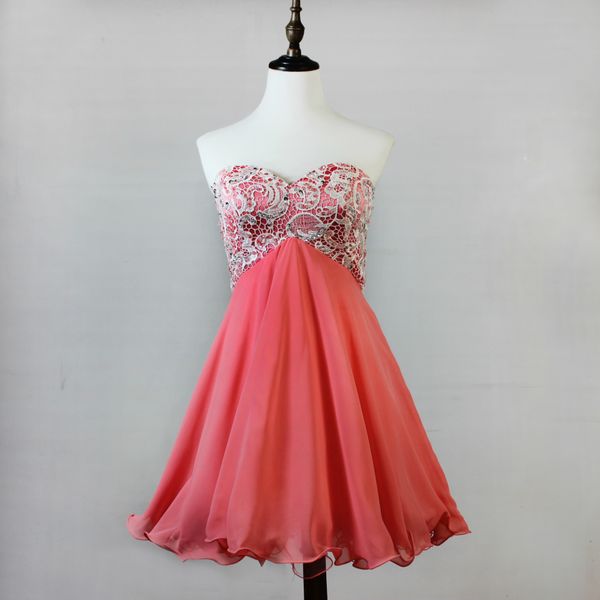 ball gown sweetheart lace chiffon bridesmaid dress short 2016 elegant formal party gowns lace up fast shipping, White;pink
ball gown sweetheart lace chiffon bridesmaid dress short 2016 elegant formal party gowns lace up fast shipping, White;pink