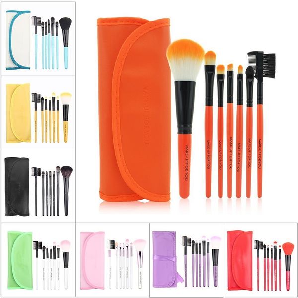 Professional 7 Pcs Makeup Brush Set Tools Foundation Make-up Toiletry Kit Wool Brand Make Up Blush Brush Set Case