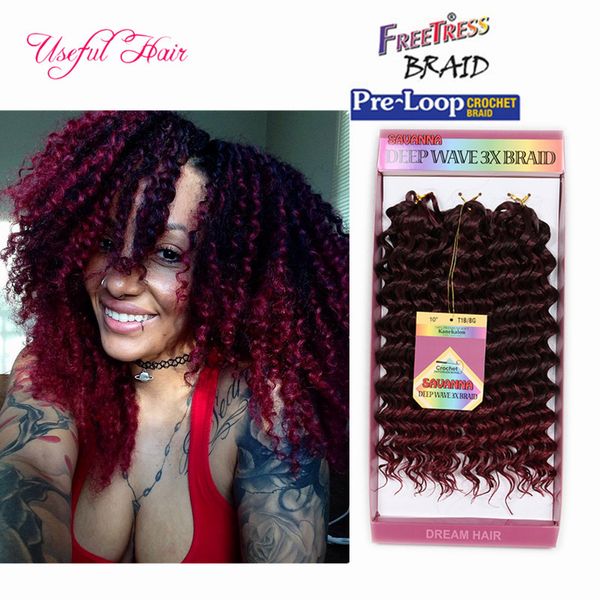 

10inch deep wave synthetic braided deep wave style 3pc/pack jumpy bouncy curl 10inch ress crochet braids deep curly hair, Black