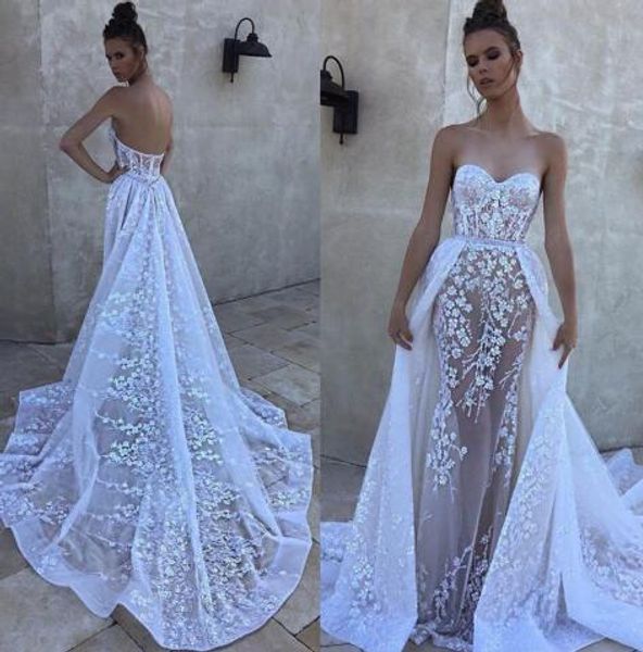 berta 2019 wedding dresses with overskirts sweetheart neck bridal gowns sweep train embroidery illusion backless wedding dress plus size, White
berta 2019 wedding dresses with overskirts sweetheart neck bridal gowns sweep train embroidery illusion backless wedding dress plus size, White