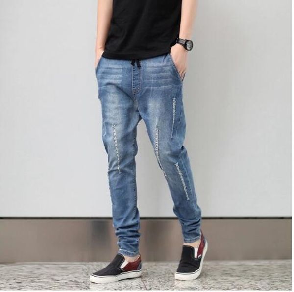 2016 new summer men korean style harem jeans fit pants skinny stretch elastic trousers, Blue
2016 new summer men korean style harem jeans fit pants skinny stretch elastic trousers, Blue