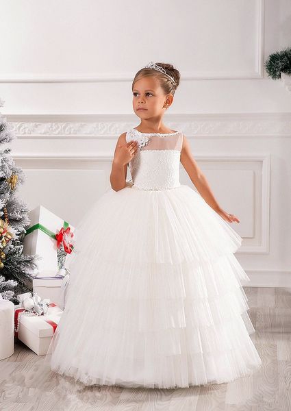 new ivory flower girls' dresses princess beads tired tulle long flower girl wedding gowns girl birthday party christmas princess, White;blue
new ivory flower girls' dresses princess beads tired tulle long flower girl wedding gowns girl birthday party christmas princess, White;blue