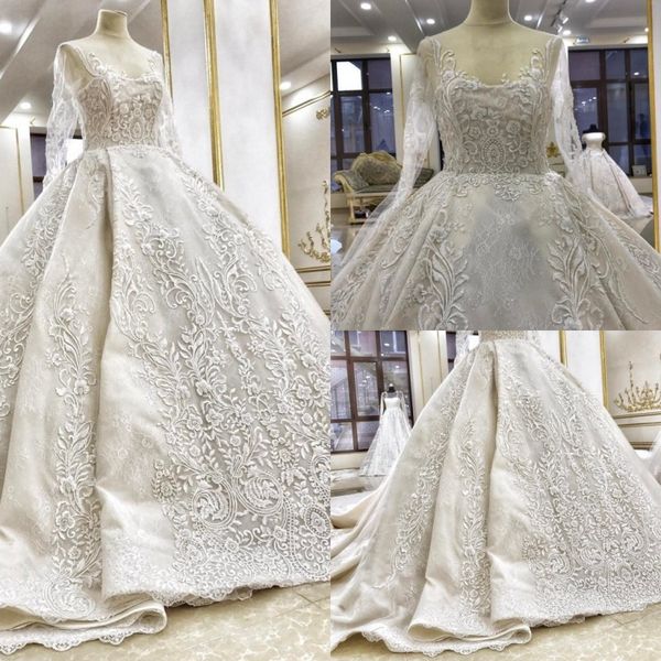 luxury country ball gown wedding dresses with lace appliques robe de mariee chapel wedding gowns sheer long sleeves custom made, White
luxury country ball gown wedding dresses with lace appliques robe de mariee chapel wedding gowns sheer long sleeves custom made, White