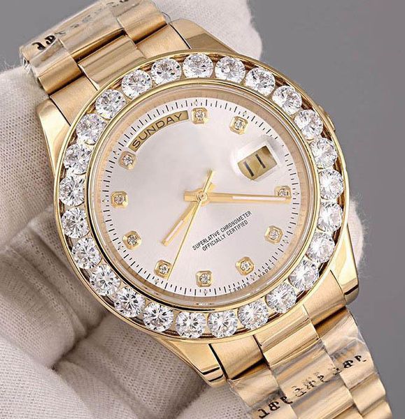 Fashion New Luxury AAA watches Day Date 18K Gold Automatic Movement Men's Watch Diamond Bezel stainless steel Mechanical Mens Wristwatches
Fashion New Luxury AAA watches Day Date 18K Gold Automatic Movement Men's Watch Diamond Bezel stainless steel Mechanical Mens Wristwatches