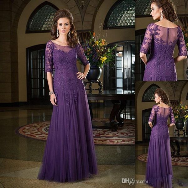2017 modest mother of bride dresses half sleeves dark purple dress of the groom tulle applique lace sheer neck wedding evening party gown, Black;red
2017 modest mother of bride dresses half sleeves dark purple dress of the groom tulle applique lace sheer neck wedding evening party gown, Black;red