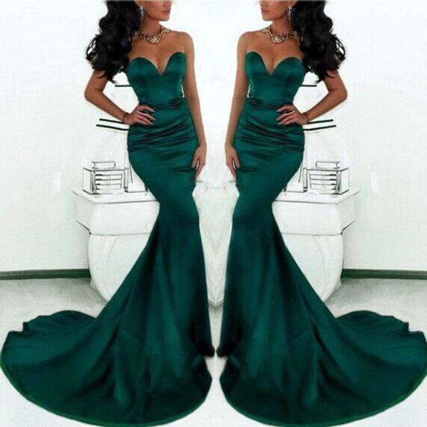 vestidos green mermaid prom dresses 2016 sweetheart satin formal backless evening gowns court train formal party evening dresses bo7937, Black