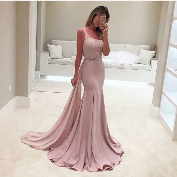new one shoulder floor length prom dress mermaid pink graduation dresses formal occasion dresses, Black
new one shoulder floor length prom dress mermaid pink graduation dresses formal occasion dresses, Black