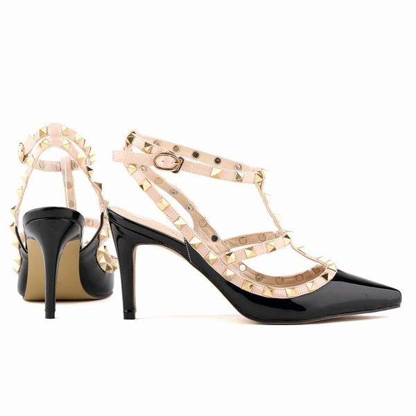 big size 34-42 fall women candy color 9cm high heel rivet t strap ankle pump lady club party close anti-wolf shoes, Black
big size 34-42 fall women candy color 9cm high heel rivet t strap ankle pump lady club party close anti-wolf shoes, Black