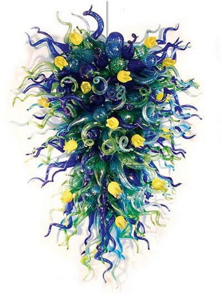 longree art ceiling light hand blown glass contemporary chandelier fancy design green pendant chandelier