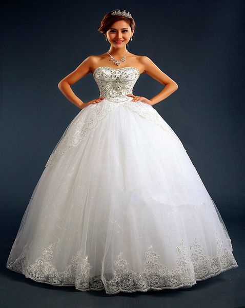 soft tulle ball gown sweetheart wedding dress with lace appliques 2016 romantic wedding gowns lace up, White
soft tulle ball gown sweetheart wedding dress with lace appliques 2016 romantic wedding gowns lace up, White