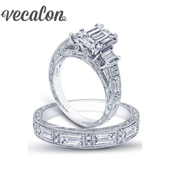 vecalon vintage luxury jewelry women ring princess cut simulated diamond cz 925 sterling silver wedding band ring set for women, Slivery;golden
vecalon vintage luxury jewelry women ring princess cut simulated diamond cz 925 sterling silver wedding band ring set for women, Slivery;golden