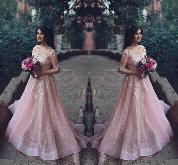 said mhamad pink prom dresses 2017 applique beads v neck half long sleeve evening gowns off shoulder saudi arabic formal party dresses, Black
said mhamad pink prom dresses 2017 applique beads v neck half long sleeve evening gowns off shoulder saudi arabic formal party dresses, Black
