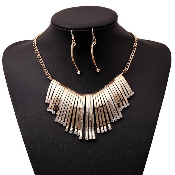 Vintage Crystal Jewelry Set Gold Silver Plated Alloy Chain Strip-type Pendant Necklace Earrings Bridal Jewelry Sets
Vintage Crystal Jewelry Set Gold Silver Plated Alloy Chain Strip-type Pendant Necklace Earrings Bridal Jewelry Sets