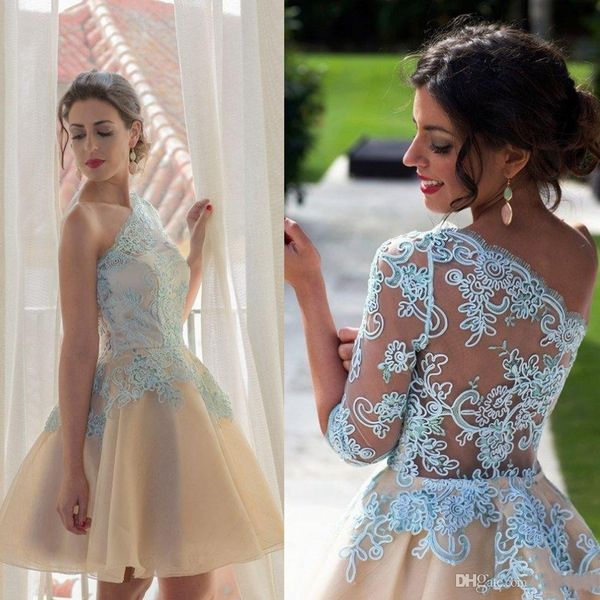 illusion one shoudler champagne short homecoming dresses puffy princess appliques lace cocktail dresses summer prom dresses, Black
illusion one shoudler champagne short homecoming dresses puffy princess appliques lace cocktail dresses summer prom dresses, Black