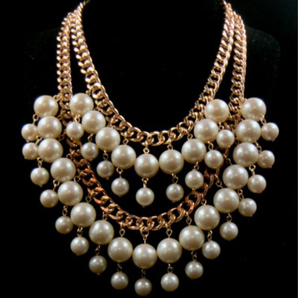 2 chains necklace with pearls pendants, fashion and luxury style, very nice for dress for party, and high quality, Silver
2 chains necklace with pearls pendants, fashion and luxury style, very nice for dress for party, and high quality, Silver
