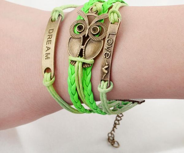 new diy jelwery accessories charm bracelet love dream owl bracelet bangle green black bracelet dream love diy handmade woven retro bracelet, Golden;silver
new diy jelwery accessories charm bracelet love dream owl bracelet bangle green black bracelet dream love diy handmade woven retro bracelet, Golden;silver