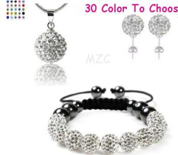 new style10mm white clay disco ball beads bangles lae crystal shamballa bracelet earring necklace set women jewelry gwq, Black
new style10mm white clay disco ball beads bangles lae crystal shamballa bracelet earring necklace set women jewelry gwq, Black