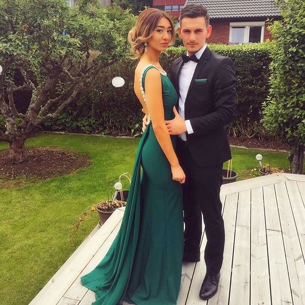 mermaid prom party dresses scoop prom dresses sheath elegant green peals backless evening dress, Black
mermaid prom party dresses scoop prom dresses sheath elegant green peals backless evening dress, Black