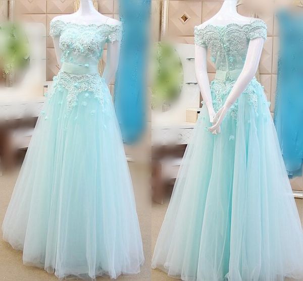 2017 mint green prom dresses cap sleeve lace applique a line evening gowns lace up organza floor length formal party pageant dresses, Black
2017 mint green prom dresses cap sleeve lace applique a line evening gowns lace up organza floor length formal party pageant dresses, Black