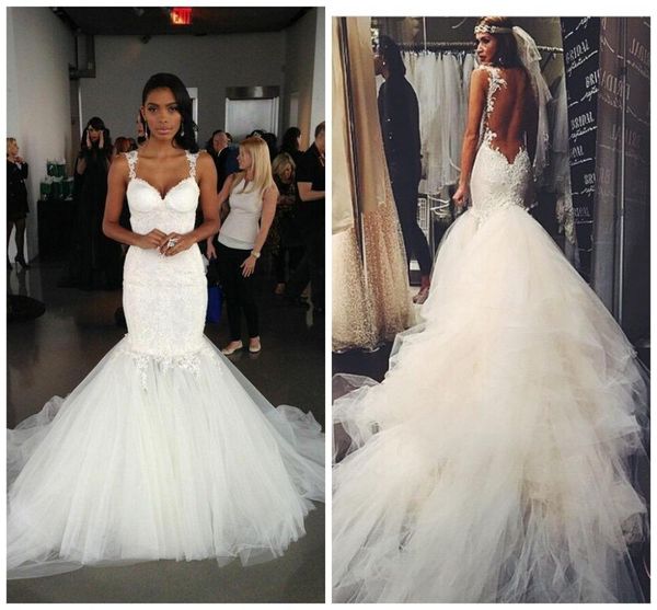 stunning romantic mermaid wedding dress new backless tulle bridal gowns tiered applique vestido lace draped custom made sale, White
stunning romantic mermaid wedding dress new backless tulle bridal gowns tiered applique vestido lace draped custom made sale, White