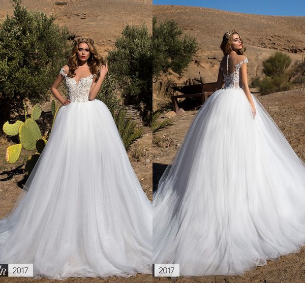 2017 vintage ball gown wedding dresses tulle tiered pleats sheer neck illusion back with buttons bridal wedding dress long sweep train, White
2017 vintage ball gown wedding dresses tulle tiered pleats sheer neck illusion back with buttons bridal wedding dress long sweep train, White