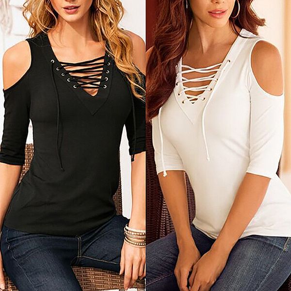 wholesale- zanzea blusas 2017 women casual lace up hollow out v neck blouse off shoulder half sleeve slim summer plus size shirts, White
wholesale- zanzea blusas 2017 women casual lace up hollow out v neck blouse off shoulder half sleeve slim summer plus size shirts, White