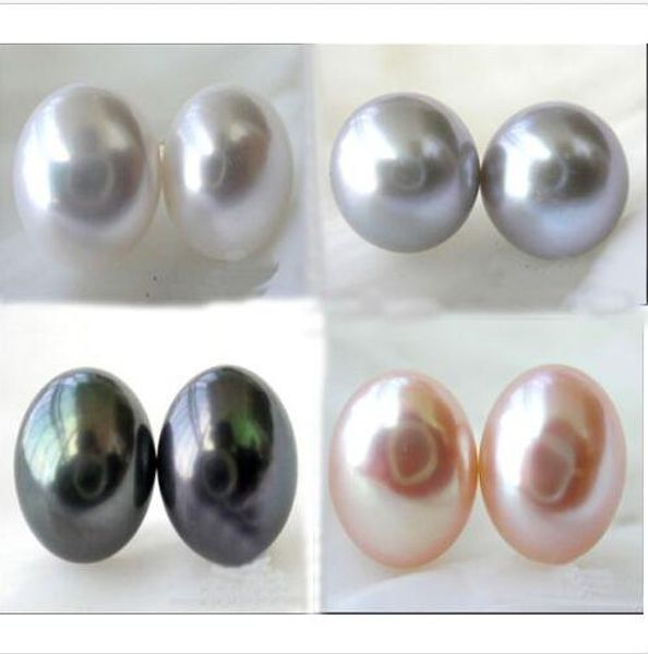 4 COLOR 11-12 MM SOUTH SEA GENUINE PEARL EARRING 14KT
