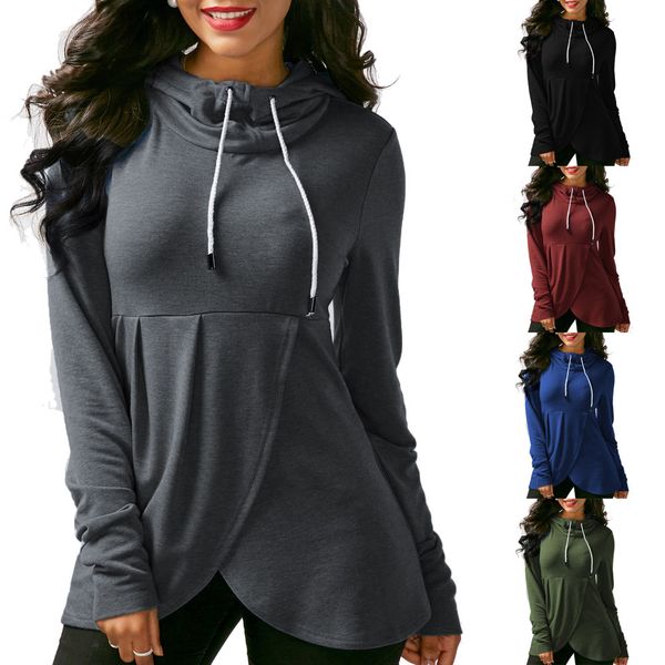 Ladies Autumn Casual Solid Color Long Sleeved Tops Hoodies Women Fall Hooded Jumper Shirt 
Ladies Autumn Casual Solid Color Long Sleeved Tops Hoodies Women Fall Hooded Jumper Shirt