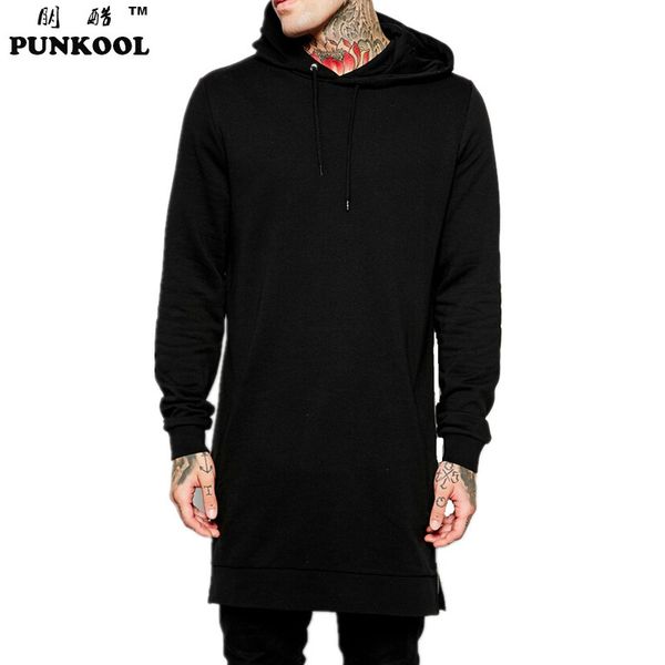 wholesale-punkool new men fleece plus size hip hop streetwear longline side zipper hoodies sweatshirts mens solid color pullover hoodies, Black
wholesale-punkool new men fleece plus size hip hop streetwear longline side zipper hoodies sweatshirts mens solid color pullover hoodies, Black