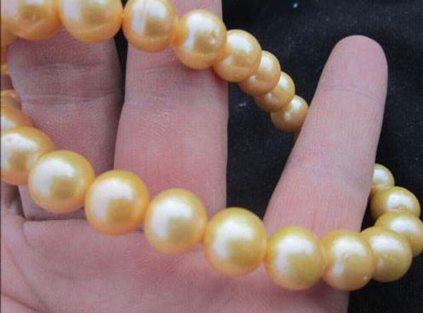 beautiful south sea 10-11mm yellow natural pearl necklace 18" 14k gold clasp, Silver
beautiful south sea 10-11mm yellow natural pearl necklace 18" 14k gold clasp, Silver