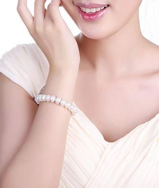 9-10mm natural pearl bracelet freshwater light oblate powder white violet color, Black
9-10mm natural pearl bracelet freshwater light oblate powder white violet color, Black
