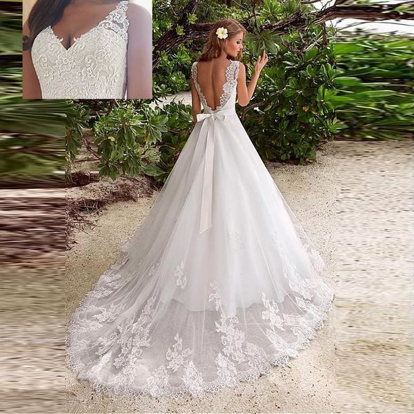 v-neck sleeveless wedding dresses a-line 2019 lace backless bridal gown court train custom made white design
v-neck sleeveless wedding dresses a-line 2019 lace backless bridal gown court train custom made white design