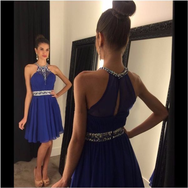 royal blue halter crystal beaded short chiffon homecoming dresses 2016 sleeveless beaded sash a line cocktail gowns party dress custom, Blue;pink
royal blue halter crystal beaded short chiffon homecoming dresses 2016 sleeveless beaded sash a line cocktail gowns party dress custom, Blue;pink