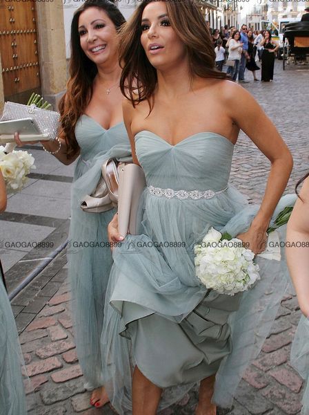 Eva Longoria Dusty Blue Strapless beach Boho cheap Bridesmaid Dress with Beaded sash maid of honor wedding party gown Jenny Yoo Annabelle
Eva Longoria Dusty Blue Strapless beach Boho cheap Bridesmaid Dress with Beaded sash maid of honor wedding party gown Jenny Yoo Annabelle