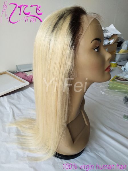 

Прямые TwoTone Glueless Полный Парик Шнурка Remy Человеческих Волос С Детскими Волосами Ombr