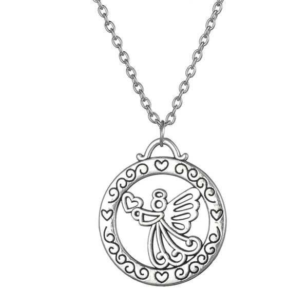18" chain antique silver tone guardian angel in circle pendant necklace birthday gifts for girls women
18" chain antique silver tone guardian angel in circle pendant necklace birthday gifts for girls women