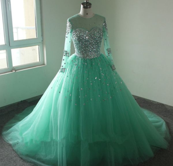 jewel neck beaded crystal prom dress with open back 2017 long sleeves prom gowns real pictures, Black
jewel neck beaded crystal prom dress with open back 2017 long sleeves prom gowns real pictures, Black